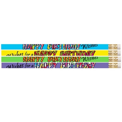 Musgrave Pencil Company Happy Birthday Wishes Pencil, 12 Per Pack, 12 Packs