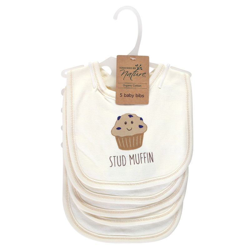 Touched by Nature Baby Organic Cotton Bibs 5pk, Muffin, One Size, 3 of 4