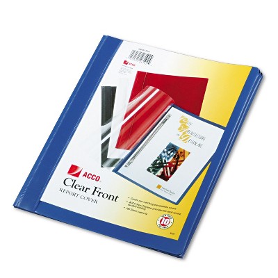 Acco Vinyl Report Cover Prong Clip Letter 1/2" Capacity Clear Cover/Blue Back 26102