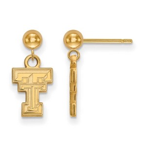 Black Bow Jewelry 14k Yellow Gold Plated Sterling Silver Texas Tech Red Raiders NCAA Dangle Earrings - 1 of 3