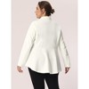 Agnes Orinda Women's Plus Size High-Low Peplum Button Work Elegant Blazers - 4 of 4