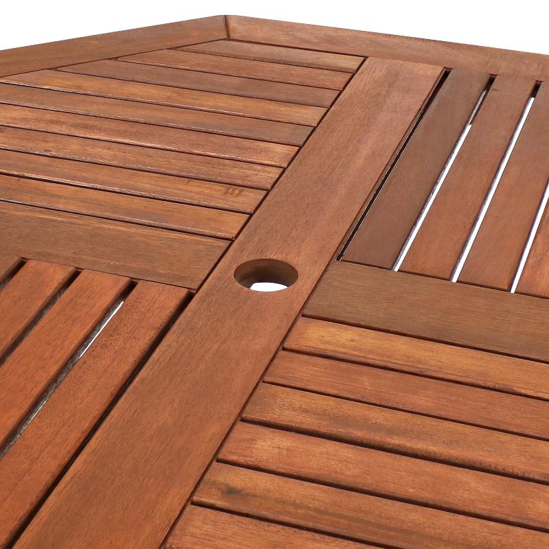 Sunnydaze Outdoor Meranti Wood Folding Octagon Patio Dining Table - 35" - Brown, 4 of 10