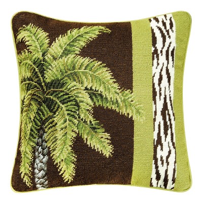 C&F Home 16" x 16" Palm Tree/Safari Needlepoint Pillow