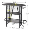 VECELO 3-Tier Bar Unit with Metal Mesh Front, Wine Storage Rack with Glasses Holder, Liquor Cabinet with Footrest Rail, Cement Gray - 3 of 4