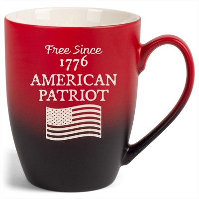 100 North United States of America 10 Ounce Red and Black Two Toned Ombre, Comfortably Fits Your Hands, Ceramic Tea Coffee Cup Mug, Free Since 1776