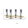 HomeRoots 6" Silver And Gold Stainless Steel Tabletop Four Light Taper Candle Holder - 3 of 4