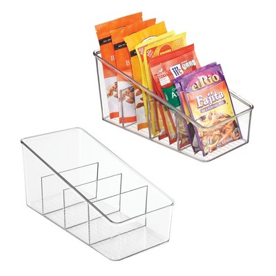 mDesign Large Plastic Kitchen Food Packet/Pouch Organizer Caddy; 2 Pack -  Clear