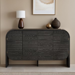 Leovsnove Retro Curved Sideboard Buffet Cabinet Accent Cabinet with 4 Doors & Rebound Device, Storage Cabinet with Adjustable Shelves - 1 of 4
