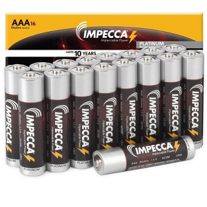 Impecca AAA 16-Pack High Performance Premium Alkaline Batteries (16-Cells) - 1 of 4