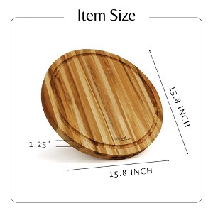 Reversible Round Teak Cutting Board, All Purpose Food Safe Thick Board - 1 of 4