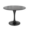 LeisureMod 5-PC Dining Set - 36" Round Dining Table Sintered Stone Top & Black Pedestal, 4 Velvet Dining Chairs in White Steel Legs - 4 of 4