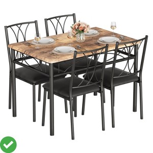 5-Piece Dining Room Table Set Kitchen Table for 4, Wooden Kitchen Table and 4 Wood Chairs/Upholstered Chairs - 1 of 4
