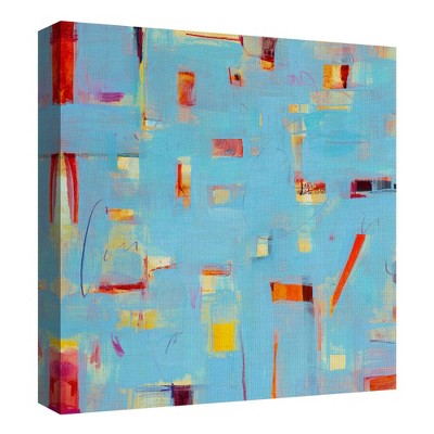 24" x 24" Blue and Red Abstract Canvas Art