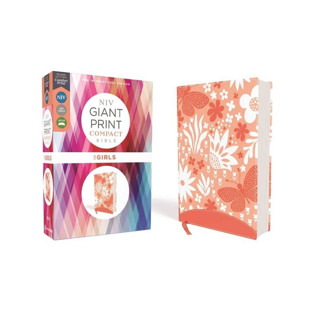 Niv, Giant Print Compact Bible for Girls, Leathersoft, Coral, Red Letter Edition, Comfort Print - Large Print by Zondervan (Leather Bound)