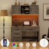 67" H Executive Desk with Hutch, 4 Drawers and LED Light, Computer Desk with Charging Station - 3 of 4