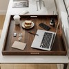 KINWELL Square Black Walnut Wood Serving Tray Ottoman Tray with Handles - 2 of 4