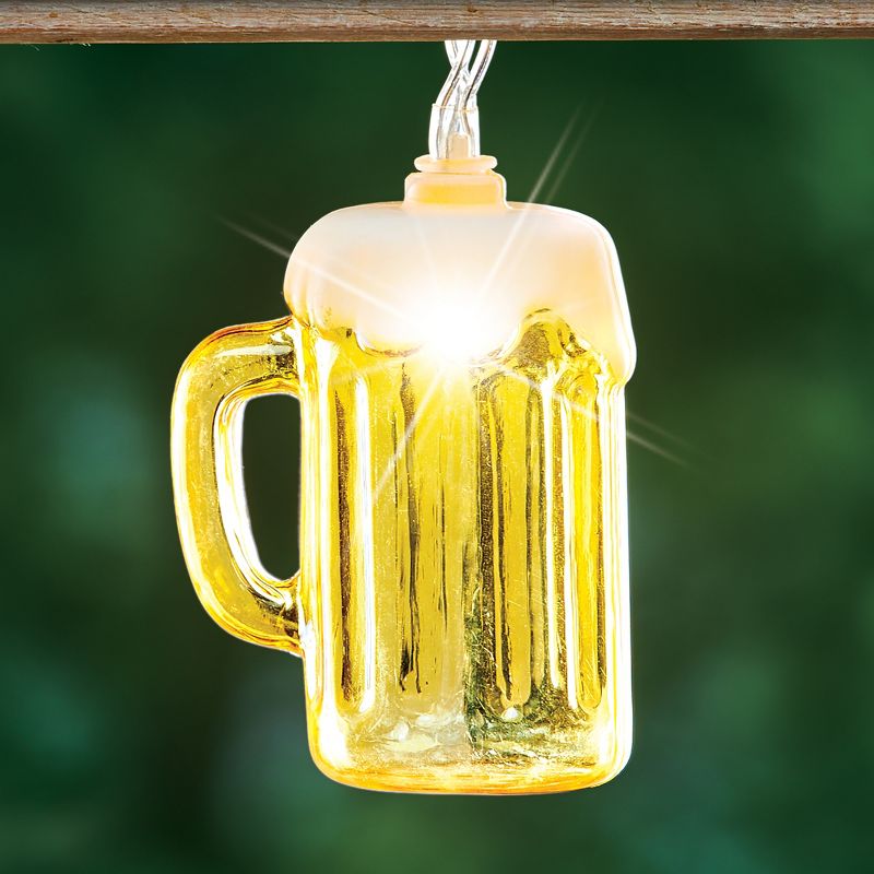 Collections Etc Battery-Operated Foam-Topped Beer Mug String Lights - 10 Ft NO SIZE, 3 of 5