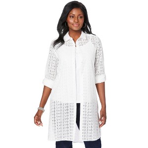 Jessica London Women's Plus Size Eyelet Mega Tunic - 1 of 4