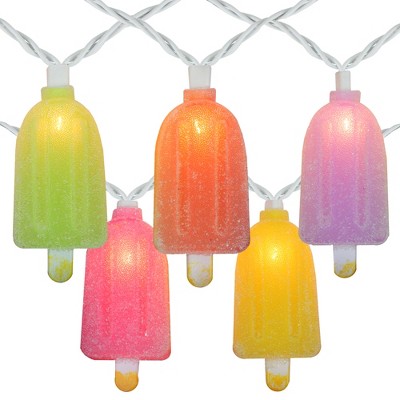 Northlight 10-Count Vibrantly Colored Sugared Ice Pop Outdoor Patio String Light Set, 7.25ft White Wire