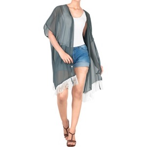 LA LEELA Women's Open Front Summer Vacation Beachwear Short Bathing Suit Cardigan Holiday Swimwear Duster Beach Swim - 1 of 4