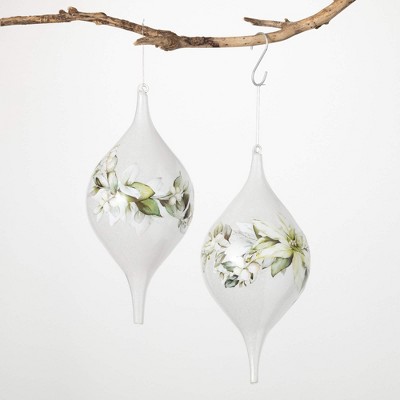 13"H Sullivans Floral Drop Ornament - Set of 2  Multicolored Christmas Ornaments