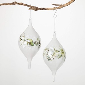 13"H Sullivans Floral Drop Ornament - Set of 2  Multicolored Christmas Ornaments - 1 of 2