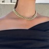 Adornia 14k Gold Plated Half Crystal Curb Chain Necklace - 2 of 4