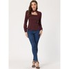 Allegra K Women's Choker Neck Houndstooth Print Long Sleeve Gothic Cutout Top - 4 of 4
