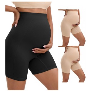 INSPIRE CHIC 3 Packs Women's Maternity High Waist Thigh Slimmers for Under Dresses Comfort Soft Pregnancy Shapewear - 1 of 4