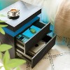 QingMoon Modern End Side with 2 Drawers, with LED Night Stand, Wood Drawers, for Bedroom - 4 of 4