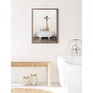 18" x 24" Blake Giraffe 2 in Tub Printed Glass Framed Wall Canvases by Amy Peterson Art Studio - Kate & Laurel All Things Decor - 1 of 4