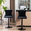 Swivel Velvet Barstools ,17.7 inch base, Modern Upholstered Bar Stools with Backs Comfortable Tufted for Home Pub and Kitchen Island,Black,Set of 2 - 3 of 4
