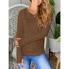 Imily Bela Women's Ruched Long Sleeve Tee Thumb Hole Detail Crew Neck Casual Comfort Top - 2 of 3
