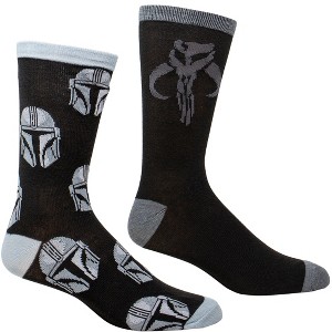 Adult Star Wars The Mandalorian Helmet All Over Print and Mythosaur Sigil 2-Pack Socks - 1 of 4