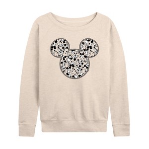 Women's - Disney - Meta Mickey Lightweight French Terry Wide Neck Long Sleeve Shirt - 1 of 4