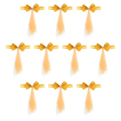Unique Bargains Mesh Yarn Floating Chair Bands Decoration Stretch Satin Chair Sashes Bows