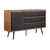 Coco Dresser Rustic Oak/Brown - Armen Living: Modern Storage, Faux Leather Detail, Soft Close - 2 of 4