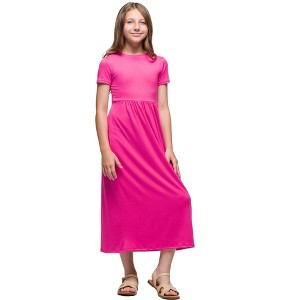 Girls Short Sleeve Pleated Midi Dress - 24sevenKid™ - 1 of 4