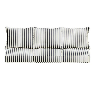 Sunbrella Outdoor Corded Sofa Pillow and Cushion Set Blue/White