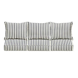 Sunbrella Outdoor Corded Sofa Pillow and Cushion Set Blue/White: Fade & UV Resistant, Zippered - 1 of 4