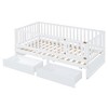 YOOCOZZ Twin Size Wooden Daybed with Fence Guardrails and 2 Storage Drawers, Convertible into an Independent Floor Bed and Daybed - 2 of 4