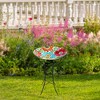 Northlight 18" Pastel Pink and Blue Flowers Hand Painted Glass Outdoor Patio Bird Bath - 2 of 4