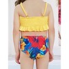PATPAT Family Matching Solid Scallop Trim Strappy Two-Piece Swimsuit and Allover Floral Print Swim Trunks Shorts - 3 of 4