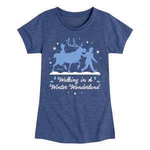 Girls' - Frozen 2 - Walk In A Winter Wonderland Christmas Fitted Short Sleeve Graphic T-Shirt - 1 of 4