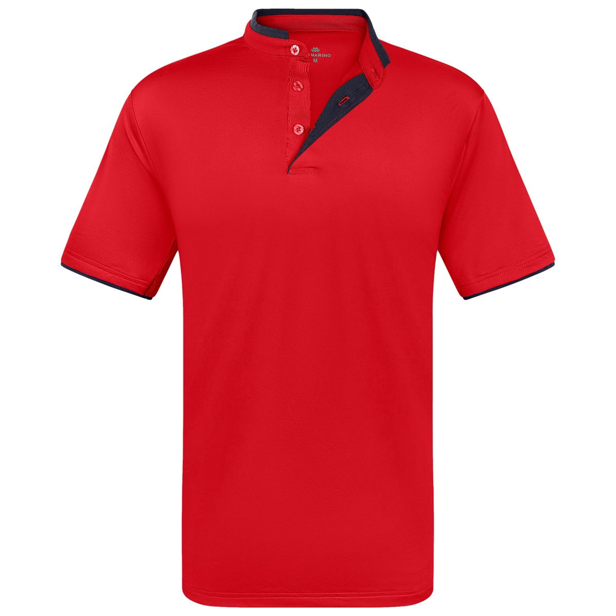 Men's Short Sleeve Henley Polo Shirt with Contrast-Trim