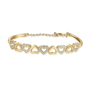 14K Gold Hearts Bangle Adjustable Bracelet with crystals from Swarovski - 1 of 4