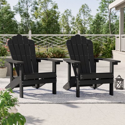 Sonkuki 2-Pack Faux Wood Adirondack Chair with High Back and Wide Seat
