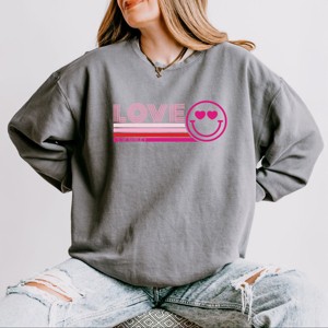 S.W.Smiley Love Retro Heart Eyes - Women's Lightweight Garment Dyed Sweatshirt - 1 of 3