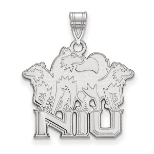 Black Bow Jewelry 10k White Gold Northern Illinois Huskies NCAA Large Pendant - 1 of 3