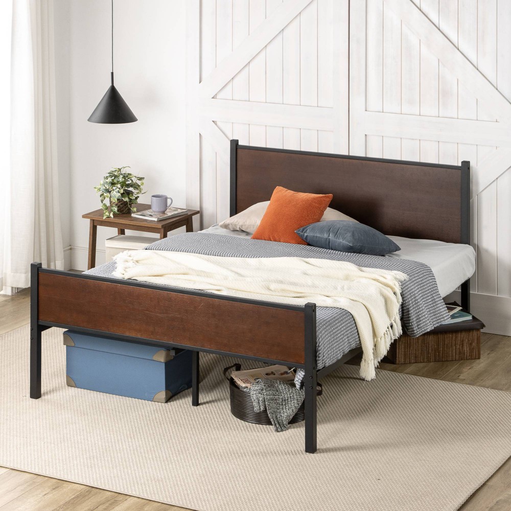 Photos - Bed Frame Zinus King Tucker Bamboo and Metal Platform  with Headboard and Footboa 